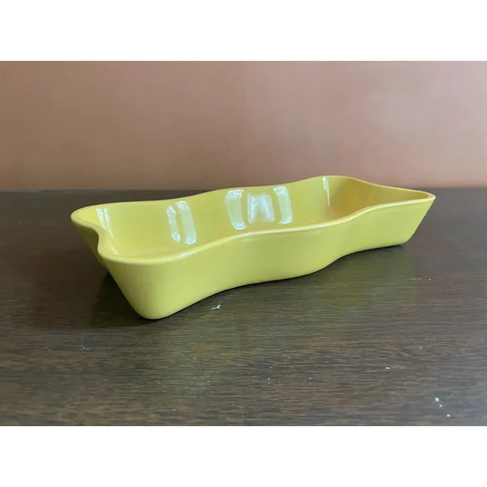 Cerutil Portugal Yellow Stoneware Baking Dish 10” Wavy Scalloped Serving Tray